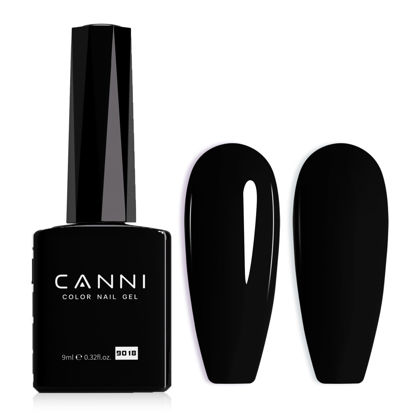 Picture of CANNI Black Gel Nail Polish, 1Pcs Black Gel Polish Pure Black Color Nail Polish Gel High Gloss Soak Off U V Gel Nail French Nail Manicure Salon DIY