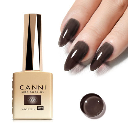 Picture of CANNI Jelly Black Gel Nail Polish, 1Pcs Black Gel Polish Translucent Jelly Fall Color Nail Polish Gel High Gloss Soak Off U V Gel Nail French Nail Manicure Salon DIY