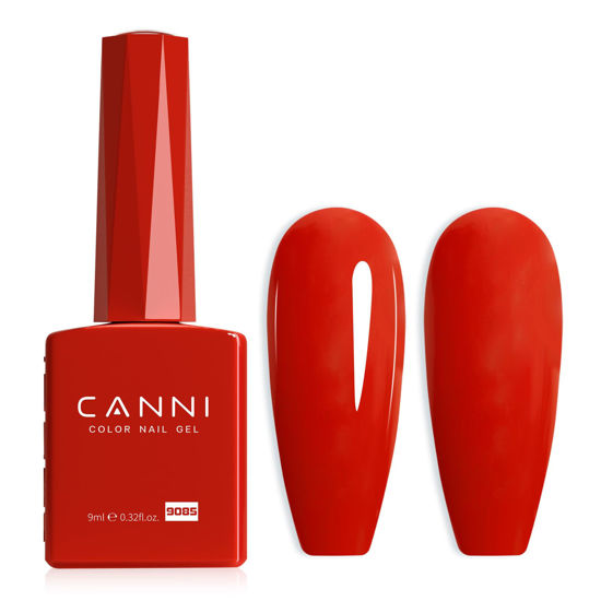 Picture of CANNI Red Gel Nail Polish, 1Pcs Bright Red Gel Polish Neon Red Orange Color Nail Polish Gel High Gloss Soak Off U V Gel Nail French Nail Manicure Salon DIY