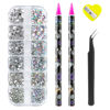 Picture of Rhinestones 1500PCS in 6 Sizes Flat Back Gems, Crystal AB Art Gems with Pick Up Tweezers and Picker Dotting Pen for Nails, Makeup, Craft by Canvalite