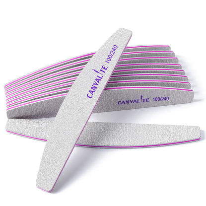 Picture of Canvalite Nail Files for Natural Nails 180/240 Grit Emery Board for Nails Styling Tools for Home and Salon Use 10 PCS