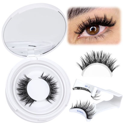 Picture of ALICROWN Magnetic Eyelashes Natural False Eyelashes No Glue Needed Magnetic Lashes Wispy Strip Eye Lashes 1 Pair Manga Magnetic Fake Eyelashes Durable Fake Eyelashes with Applicator