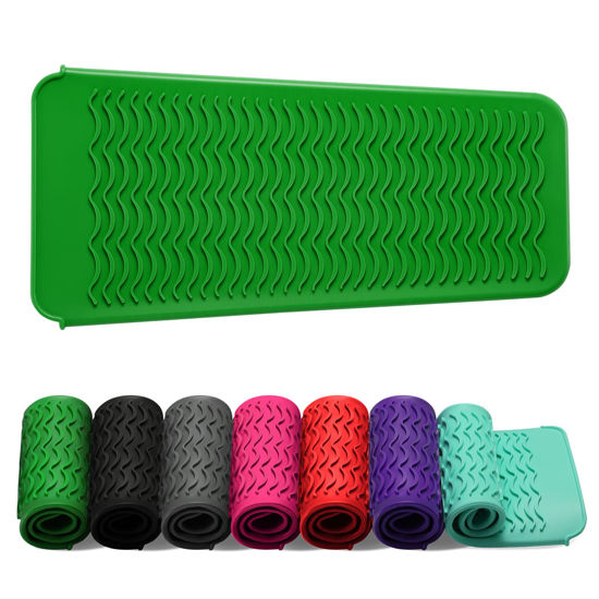 Picture of ZAXOP Resistant Silicone Mat Pouch for Flat Iron, Curling Iron,Hot Hair Tools (Green)