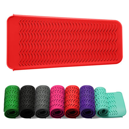 Picture of ZAXOP Resistant Silicone Mat Pouch for Flat Iron, Curling Iron,Hot Hair Tools (Red)