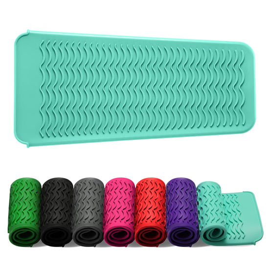 Picture of ZAXOP Resistant Silicone Mat Pouch for Flat Iron, Curling Iron,Hot Hair Tools (Mintgreen)