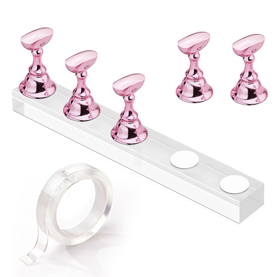 Picture of Makartt Nail Stand for Press On Nails Display Practice Art Magnetic Fake Nail Holder for Painting Nails Stand for False Nail Designs with Double-sided Tape for Home DIY Beginner Salon Supplies