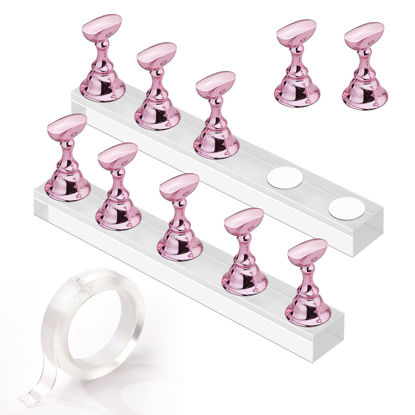 Picture of Makartt Nail Stand for Nails Art Display Practice Nail Holder for Painting Nails Stand for False Nail Press On Designs Magnetic Fake Nail Holder with 1M Double-sided Tape For Home DIY Salon Supplies