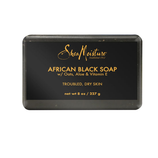 Picture of SheaMoisture Bar Soap African Black Soap for Troubled Skin Cleanser with Shea Butter 8 oz