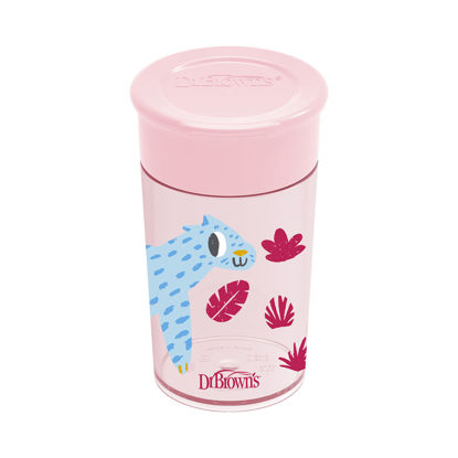 Picture of Dr. Brown’s Milestones Cheers 360 Cup Spoutless Transition Cup, Travel Friendly & Leak-Free Sippy Cup, Pink Leopard, 10 oz/300 mL