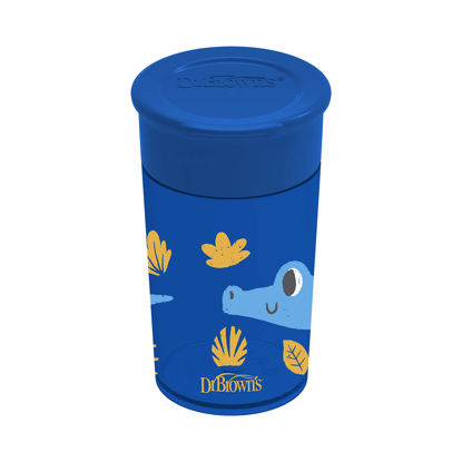 Picture of Dr. Brown’s Milestones Cheers 360 Cup Spoutless Transition Cup, Travel Friendly & Leak-Free Sippy Cup, Blue Alligator, 10 oz/300 mL