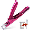 Picture of Elegant Violet Red Premium Adjustable Stainless Steel Artificial Acrylic Fake False Nail Tip Clipper Cutter Trimmer Manicure Pedicure Sharp Blade Clip Tool for Salon Home Nail Art Beauty Design DIY