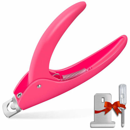 Picture of Pink Adjustable Artificial Acrylic Fake Nail False Nail Tip Clipper Cutter Trimmer Manicure Pedicure Sharp Blade Clip Tool For Salon Home Nail Art Beauty Design DIY