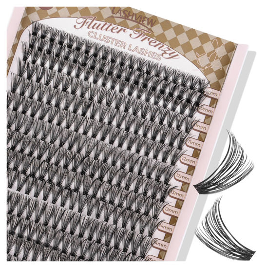 Picture of LASHVIEW Lash-Extension-Clusters 280pcs D Curl Lash Clusters Natural Look Cluster Lashes Extensions Super Thin Band & Soft Lashes Reusable 9-16mm MIX (40D)