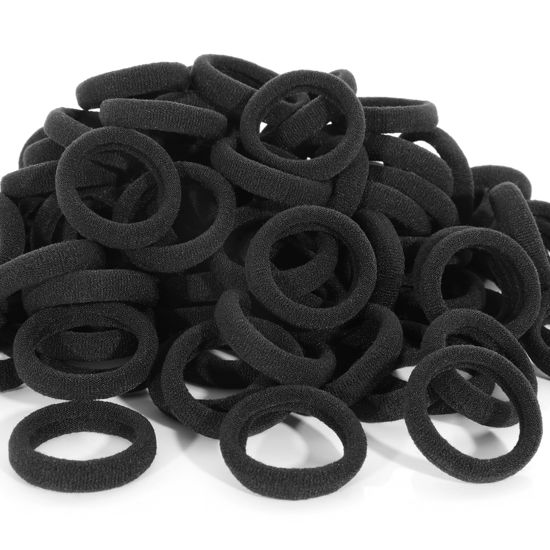 Picture of QRTVI 120 Pcs Baby Hair Ties, Cotton Toddler Hair Ties for Girls and Kids, Small Seamless Hair Bands Elastic Ponytail Holders(Black)