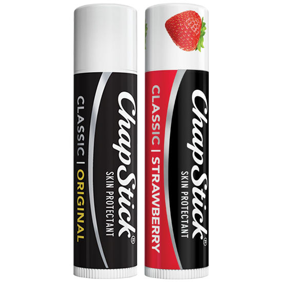 Picture of ChapStick Lip Care Bundle - Classic Strawberry + Classic Original Lip Balm, 0.15 Oz Ea (2 Piece Set)