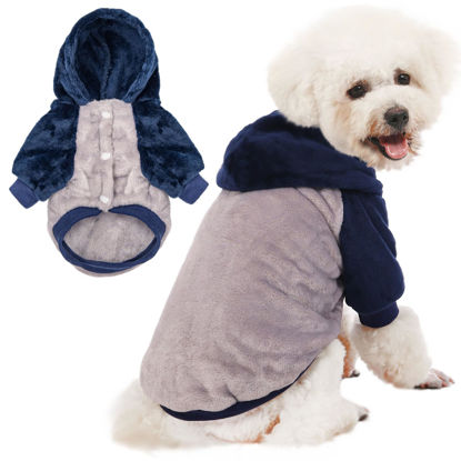 Picture of Dog Hoodie Sweater, Dog Clothes, Dog Coat, Dog Jacket for Small or Medium Dogs Boy or Girl, Ultra Soft and Warm Cat Pet Sweaters (Grey Body, X-Small)