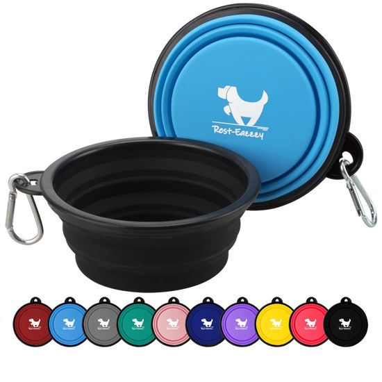 Picture of Collapsible Dog Bowls for Travel, 2-Pack Dog Portable Water Bowl for Dogs Cats Pet Foldable Feeding Watering Dish for Traveling Camping Walking with 2 Carabiners, BPA Free