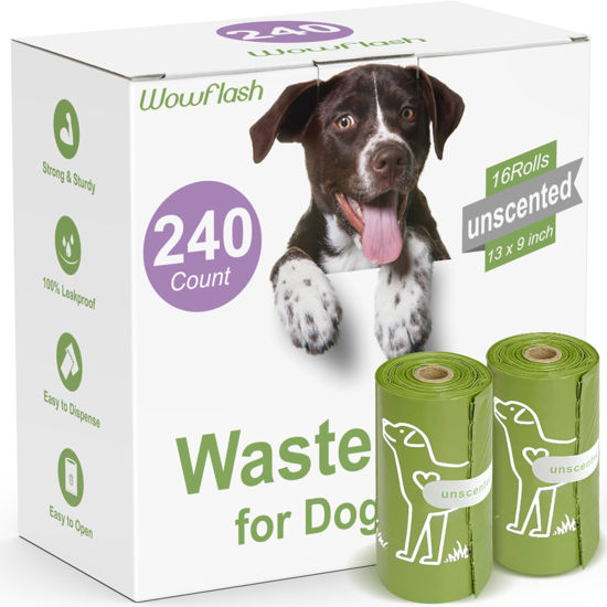 Picture of 240 Count Unscented 13” x 9” Dog Poop Bags Rolls, Leakproof Strong & Sturdy Poop Bags for Dogs, Dog Bags for Poop, Doggie Cat Poop Bags Cats Litter, Waste Bags Poppy Trash Bags for Doggy Pets