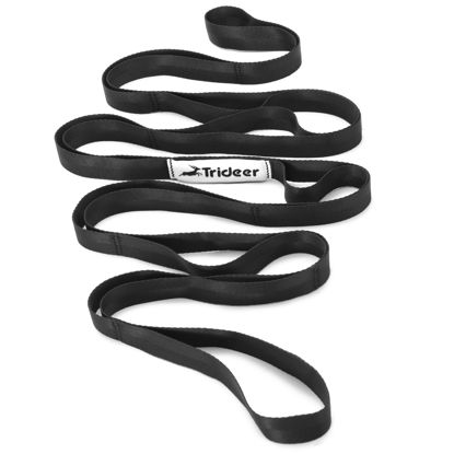 Picture of Trideer Stretching Strap Yoga Strap Physical Therapy for Home Workout, Exercise, Pilates and Gymnastics, 10 Loops Non-Elastic Stretch Bands with Aesthetic Packaging for Women & Men (Black)