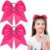 Picture of 2 Packs Jumbo Cheerleading Bow 8 Inch Cheer Hair Bows Large Cheerleading Hair Bows with Ponytail Holder for Teen Girls Softball Cheerleader Outfit Uniform (Deep Rose Red)