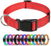 Picture of TagME Reflective Nylon Dog Collars, Adjustable Classic Dog Collar with Quick Release Buckle for Puppy, Red, 3/8" Width