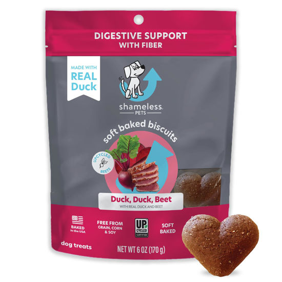 Picture of Shameless Pets Soft-Baked Dog Treats, Duck Duck Beet - Natural & Healthy Dog Chews for Digestive Support with Fiber - Dog Biscuits Baked & Made in USA, Free from Grain, Corn & Soy - 1-Pack