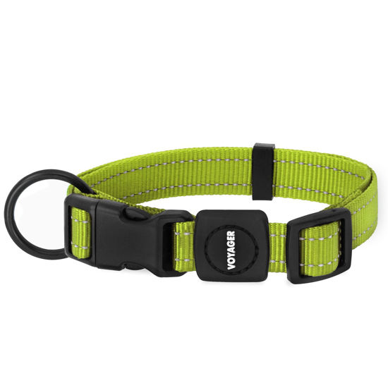 Picture of Best Pet Supplies Reflective Dog Collar with Adjustable Length, Heavy-Duty Buckle, and Strong Leash D-Ring, Training, Walking, Jogging Accessory for Small, Medium, and Large Breeds - Lime Green, L