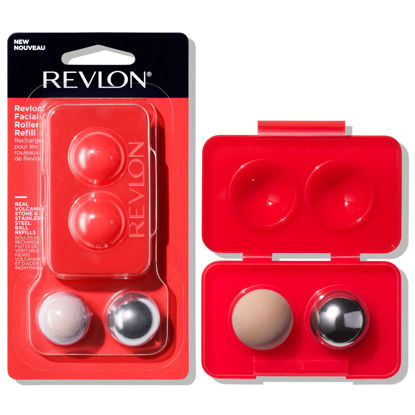 Picture of Revlon Oil Absorbing & Cooling Facial Roller Refill Pack with Volcanic & Stainless Steel Stones in Storage Case, Eco-Friendly, Easy to Clean, 1 count