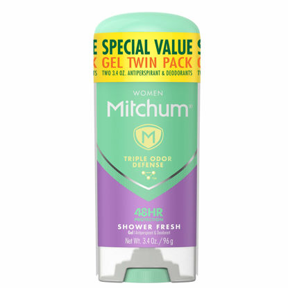 Picture of Mitchum Women's Deodorant, Antiperspirant Stick, Triple Odor Defense Gel, 48 Hr Protection, Shower Fresh, 3.4 Oz (Pack of 2)