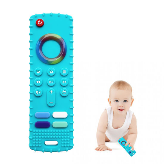 Picture of ROBBEAR Baby Teething Toys, Food Grade Silicone Teether for Babies 3 6 12 18 Months, Fire Stick TV Remote Shape Toddlers Chew Toys, Freezer BPA Free (FTV Green)