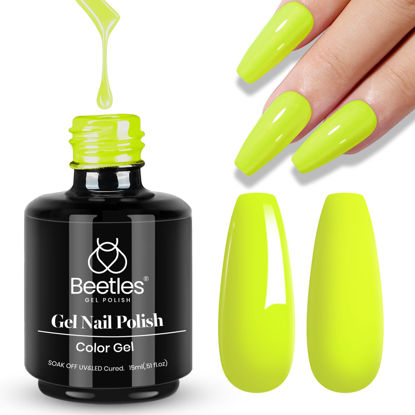 Picture of beetles Gel Polish 1Pcs 15ml Bright Neon Lemon Green Gel Nail Polish Yellow Gel Soak Off UV LED Nail Polish Diy Manicure Gifts for Women Girls