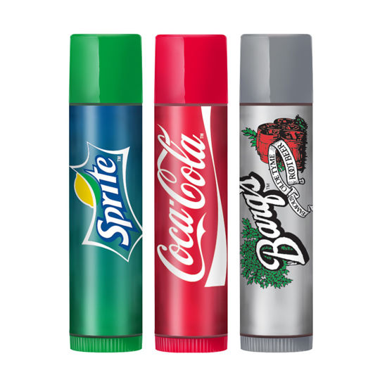 Picture of Lip Smacker Coca-Cola Flavored Lip Balm Set, Flavors, Sprite, Coke, Barq's Root Beer, For Kids, Men, Women, 3 Count (Pack of 1)