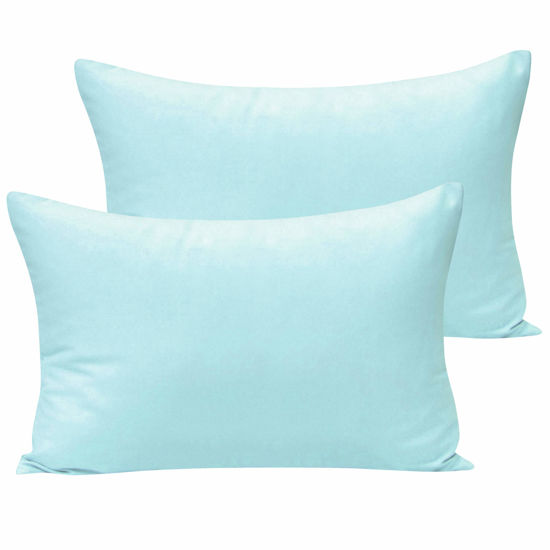 Picture of NTBAY Microfiber Toddler Pillowcases with Envelope Closure, 2 Pack 100% Brushed Microfiber Super Soft Travel Kids Nursery Pillow Cases, 14"x20" Fits Pillows Sized 12"x16" 13"x18" 14"x19", Aqua