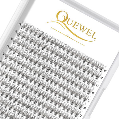 Picture of QUEWEL Cluster Lashes 240Pcs Individual Lashes 10D 0.10D Curl 12mm Knot-Free Lash Extensions Clusters Lashes Soft&Natural False Eyelashes Individual DIY Eyelash Extension at Home(10D 0.10D 12)