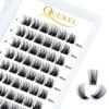 Picture of QUEWEL Cluster Lashes 72 Pcs Wide Stem Individual Lashes C/D Curl 8-16mm Length DIY Eyelash Extension False Eyelashes Soft for Personal Makeup Use at Home (natural02-C-10)