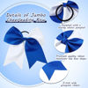 Picture of 2 Packs Jumbo Cheerleading Bow 8 Inch Cheer Hair Bows Large Cheerleading Hair Bows with Ponytail Holder for Teen Girls Softball Cheerleader Outfit Uniform (Blue and White)