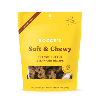 Picture of Bocce's Bakery Oven Baked PB & Banana Recipe Treats for Dogs, Wheat-Free Everyday Dog Treats, Real Ingredients, Baked in The USA, All-Natural Soft & Chewy Cookies, Peanut Butter & Banana, 6 oz