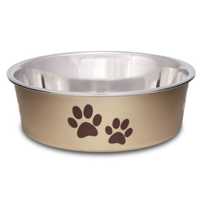 Picture of Loving Pets - Bella Bowls - Dog Food Water Bowl No Tip Stainless Steel Pet Bowl No Skid Spill Proof (Small, Champagne)