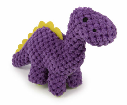 Picture of goDog Checkers Just for Me Dinos Bruto Squeaky Plush Dog Toy, Chew Guard Technology - Purple, Mini