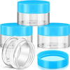 Picture of Patelai 4 Pieces Round Clear Wide-mouth Leak Proof Plastic Container Jars with Lids for Travel Storage Makeup Beauty Products Face Creams Oils Salves Ointments DIY Making or Others (Blue,1 Ounce)