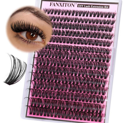 Picture of FANXITON Lash Clusters 280 Pcs Wispy Lash Clusters D Curl 8-18 MM Mix Volume Thick Eyelash Clusters 50D Long Individual Eyelash DIY Lash Extensions at Home(0.07D 50D)