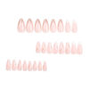 Picture of White French Tip Press on Nails Almond Medium Fake Nails Pink False Nails with Design Glitter Swirl Glossy Full Cover Acrylic Glue on Nails Artificial Stick on Nails for Women Manicure 24Pcs