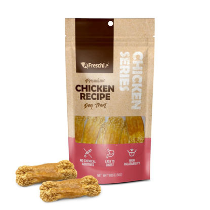 Picture of Afreschi Chicken Dog Treats for Chicken Series, All Natural Human Grade Dog Treat, Suitable for Training chew, Hypoallergenic, Rawhide Alternative, Chicken Wrapped Rice Bone