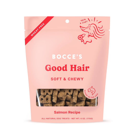 Picture of Bocce's Bakery Dailies Good Hair Dog Treats for Skin & Coat Support, Wheat-Free Dog Treats, Made with Real Ingredients, Baked in The USA, All-Natural Soft & Chewy, Salmon Recipe, 6 oz