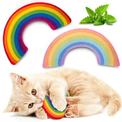 Picture of ETEKYER Catnip Toys, Catnip Toys for Cats, Cat Toys, Cat Toys for Indoor Cats, Cat Toys with Catnip, Interactive Cat Teething Chew Toys Cat Pillow Toys for Kitten Kitty, 2 Pack