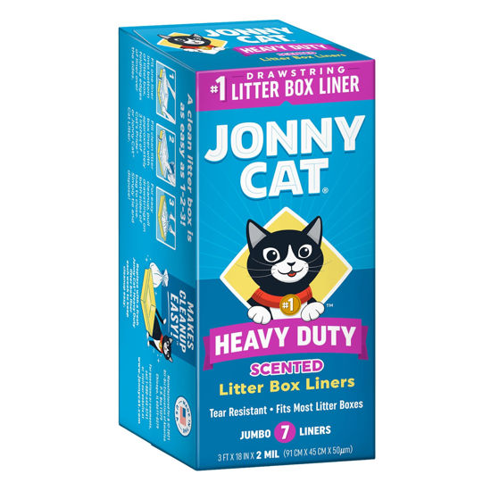 Picture of Jonny Cat Litter Box Liners: Fresh Scent - Heavy Duty - Tear & Leak Resistant - Drawstring Close - Jumbo, 7 Count