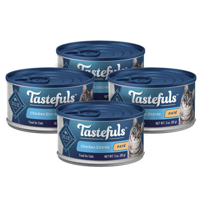 Picture of Blue Buffalo Tastefuls Natural Wet Cat Food Cans, Paté Style, Chicken Entrée 3-oz Cans (Pack of 4)