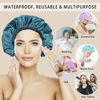 Picture of Shower Caps for Women, 4 PCS Elastic and Reusable Bath Caps, Double Waterproof Layers Shower Cap, Bathing Shower Caps, Environmental Protection Hair Bath Hat - Solid Color