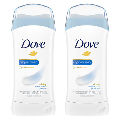 Picture of Dove Invisible Solid Antiperspirant Deodorant Stick for Women, Original Clean, For All Day Underarm Sweat and Odor Protection 2.6 oz 2 Count