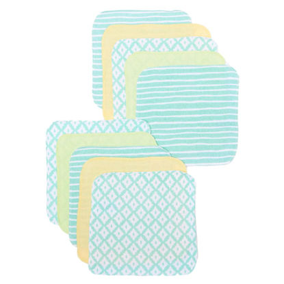 Picture of Spasilk Washcloth Wipes Set for Newborn Boys and Girls, Soft Terry Washcloth Set, Pack of 10, Green Diamonds